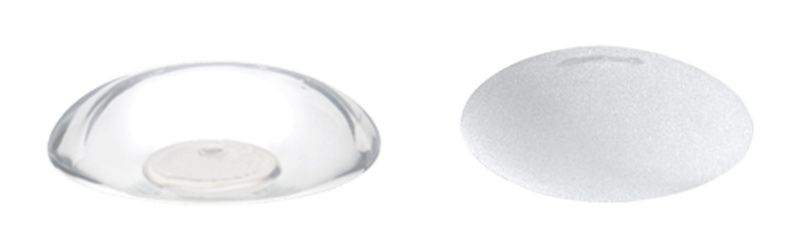 Breast implants side by side for comparison.