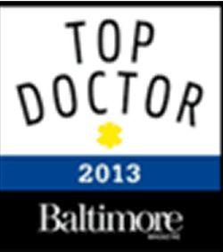 Top Doctor award emblem from Baltimore, 2013.