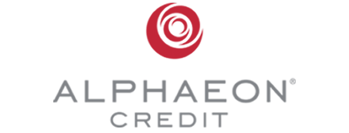 Alphaeon Credit logo with stylized design.
