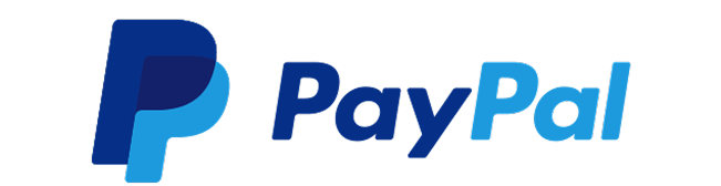 PayPal logo in blue and light blue colors.